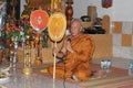 Buddhist monk is preaching to people. Royalty Free Stock Photo